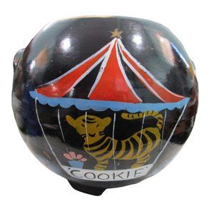 Ransburg Cookie Jar Circus Tiger Tent Train No Lid Imperfect Vintage 1930s 40s